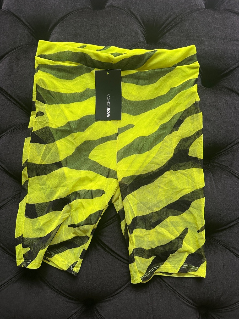 Fashion Nova Neon Yellow & Black Zebra-Striped Swim Hybrids